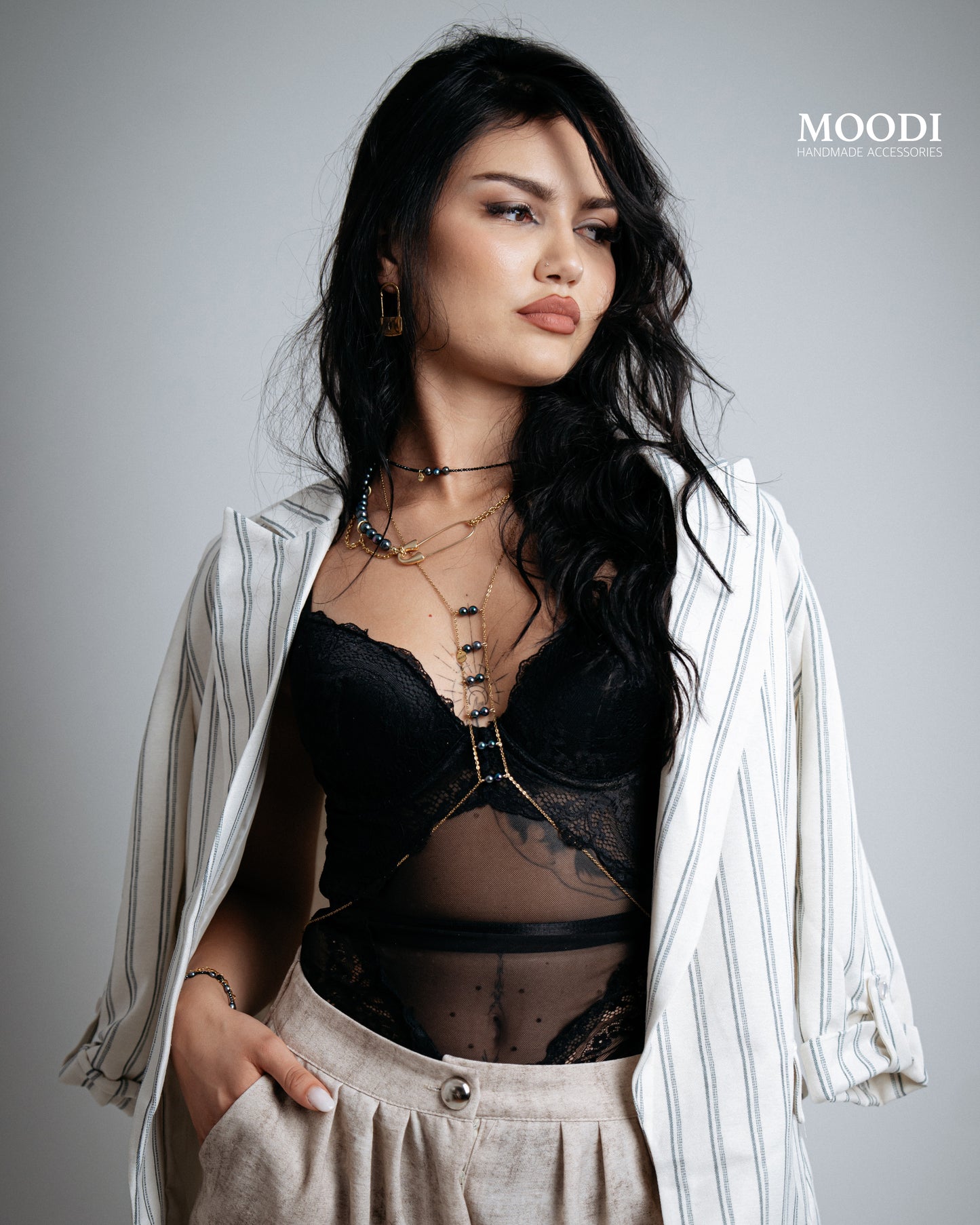 Body jewelry "White Swan"