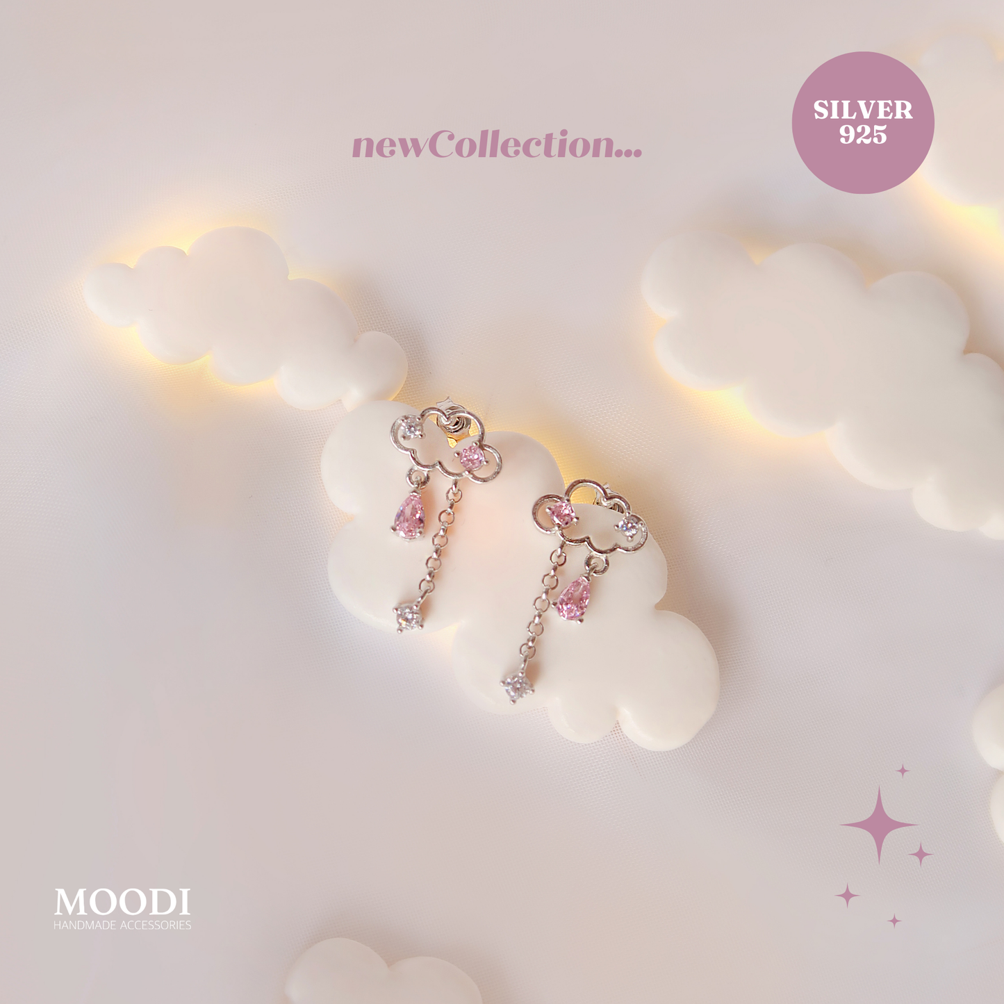 Обеци Clouds Silver Rose Quarts