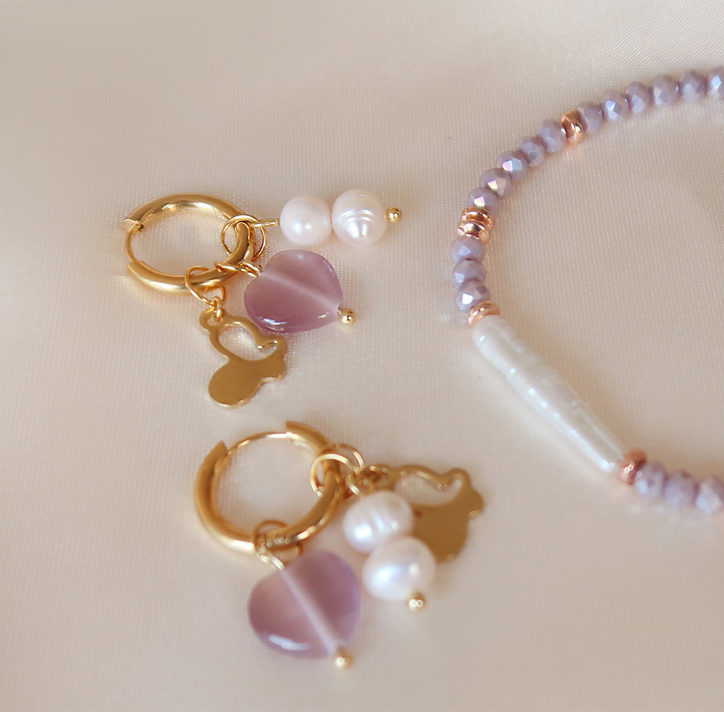 Обеци "Luna" Purple