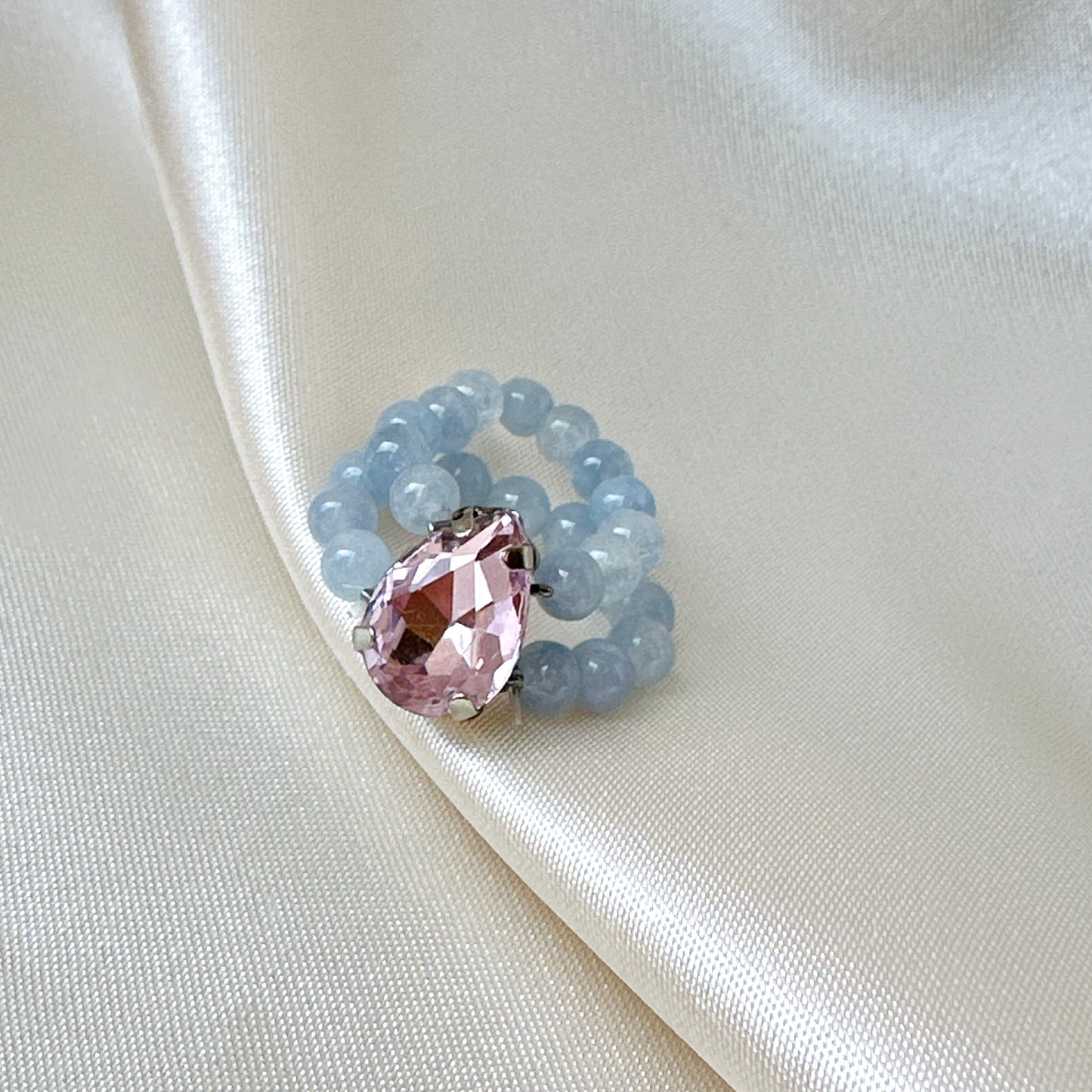 Пръстен "Aquamarine - Pink DROP"