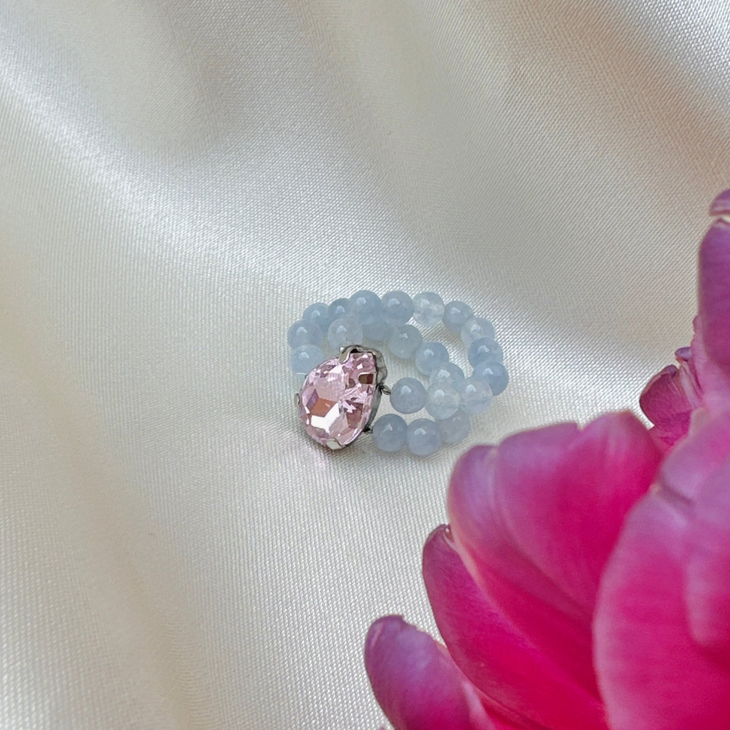 Пръстен "Aquamarine - Pink DROP"