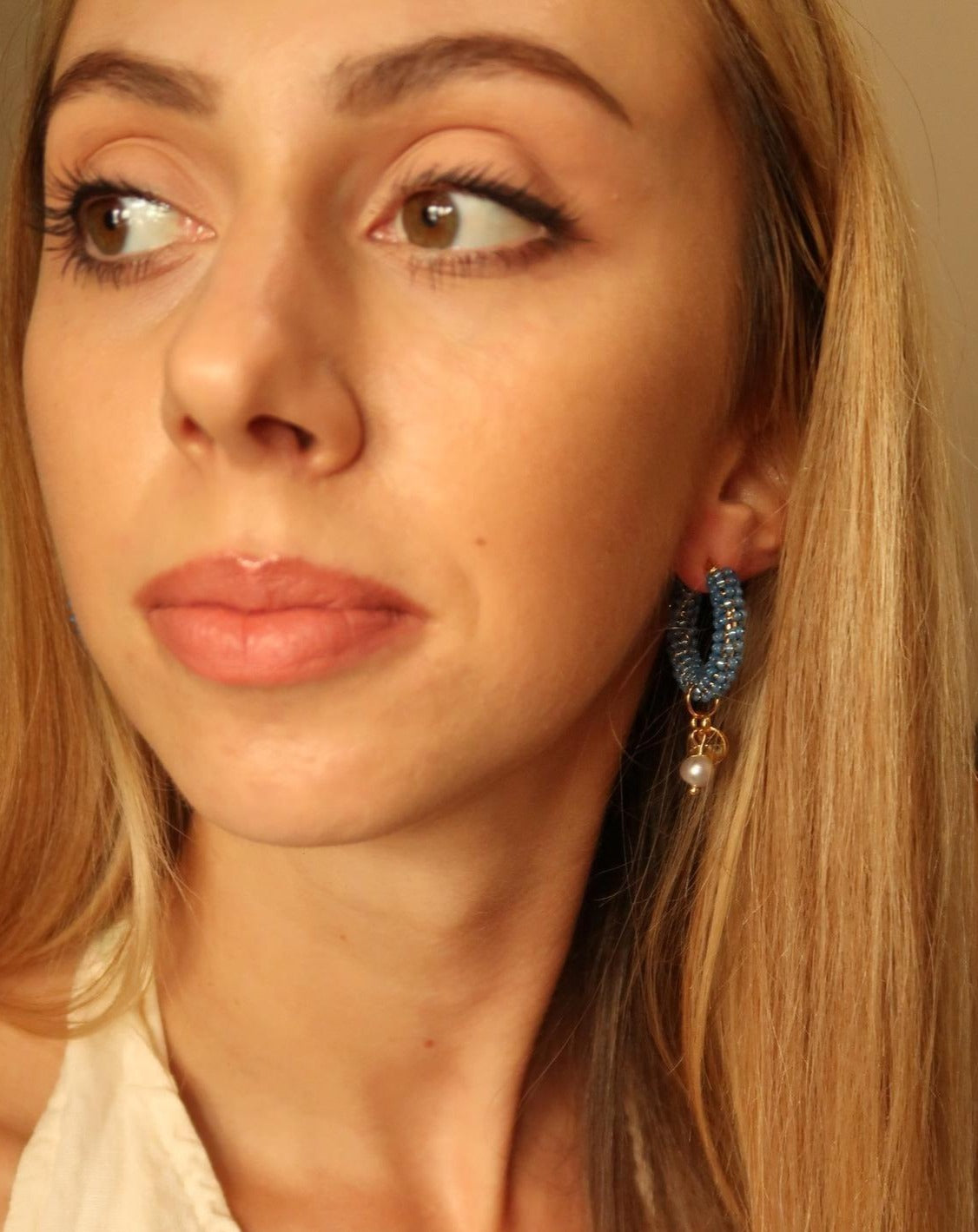 Обеци Hoop Denim