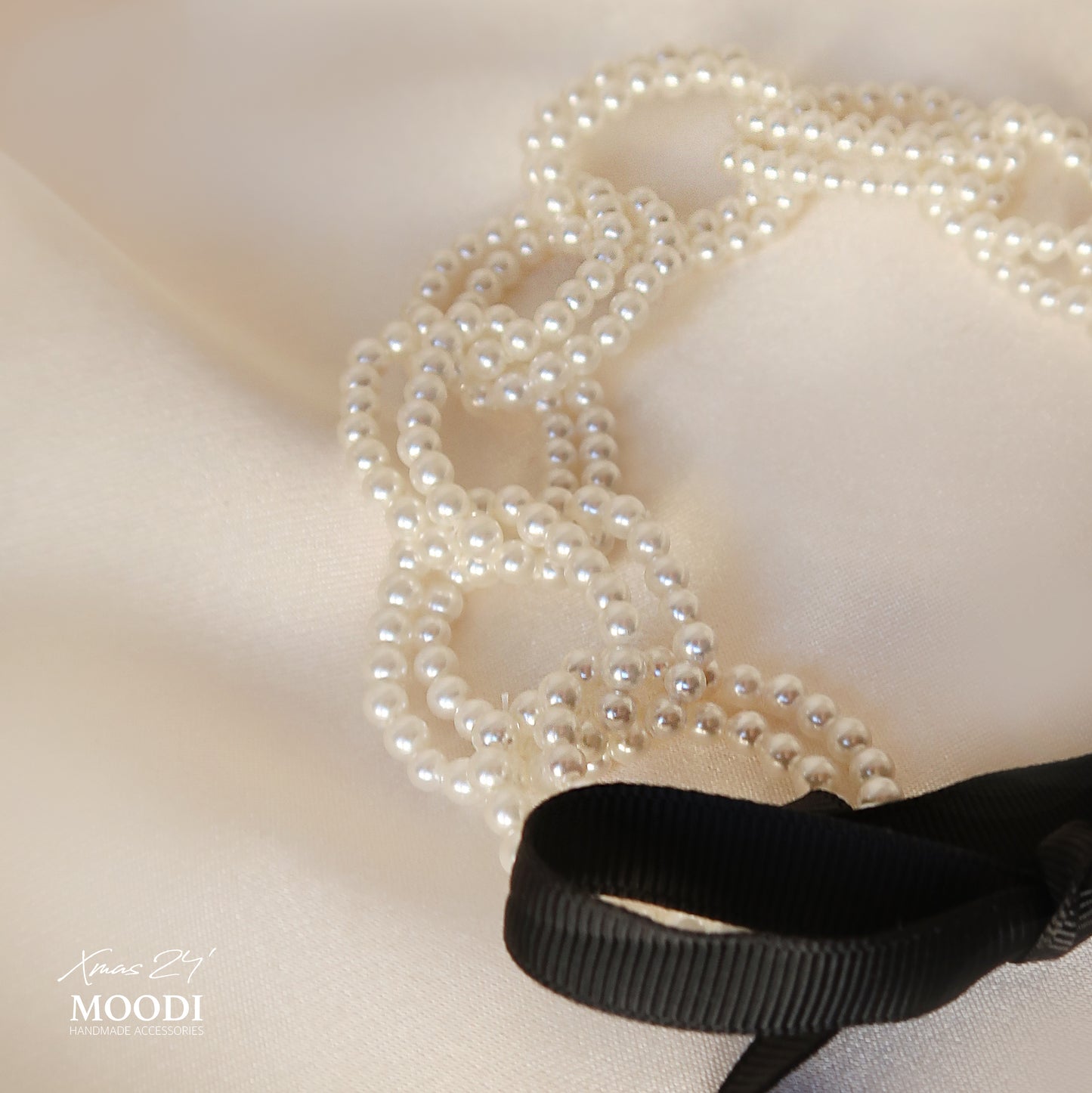 Перлен Чоукър с панделка "LindsyHey"