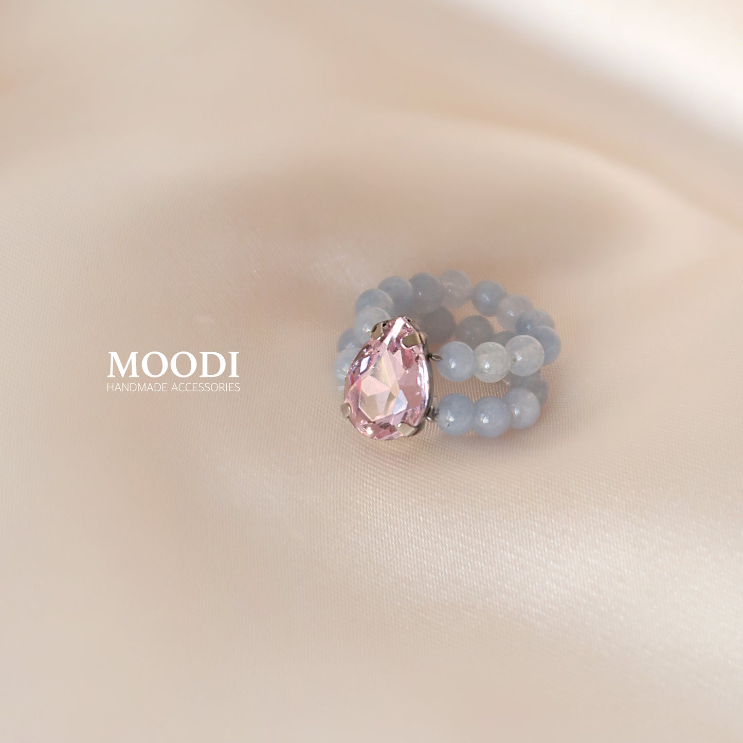 Пръстен "Aquamarine - Pink DROP"