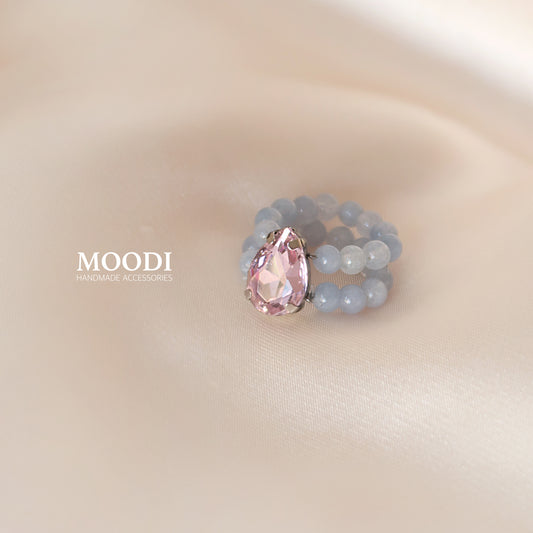 Пръстен "Aquamarine - Pink DROP"