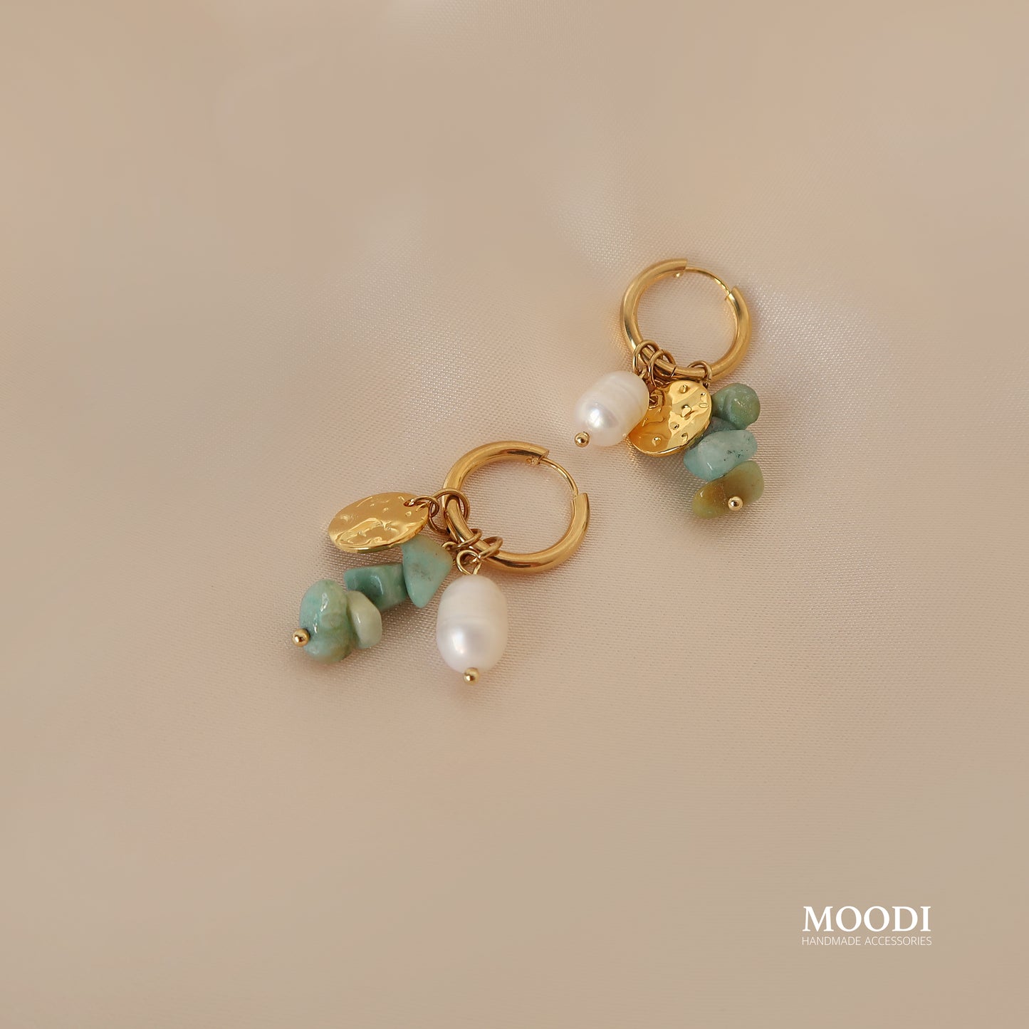 Обеци "Luna" Amazonite