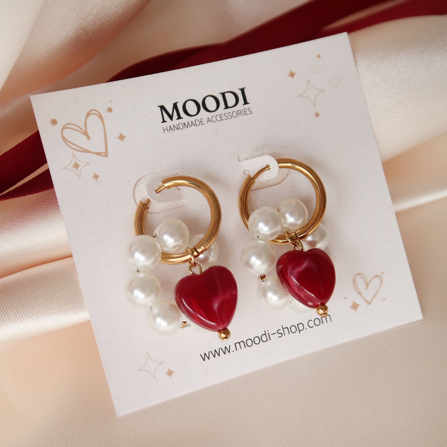 Red luxury heart earrings