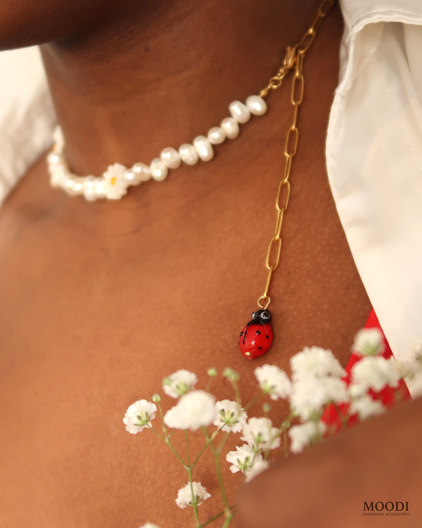 Колие "Daisies and ladybugs"