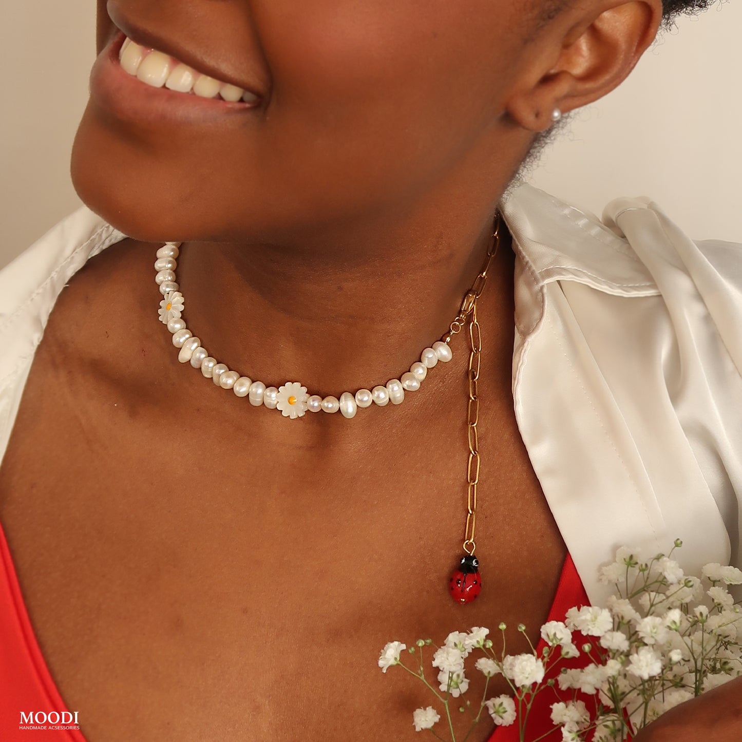 Колие "Daisies and ladybugs"