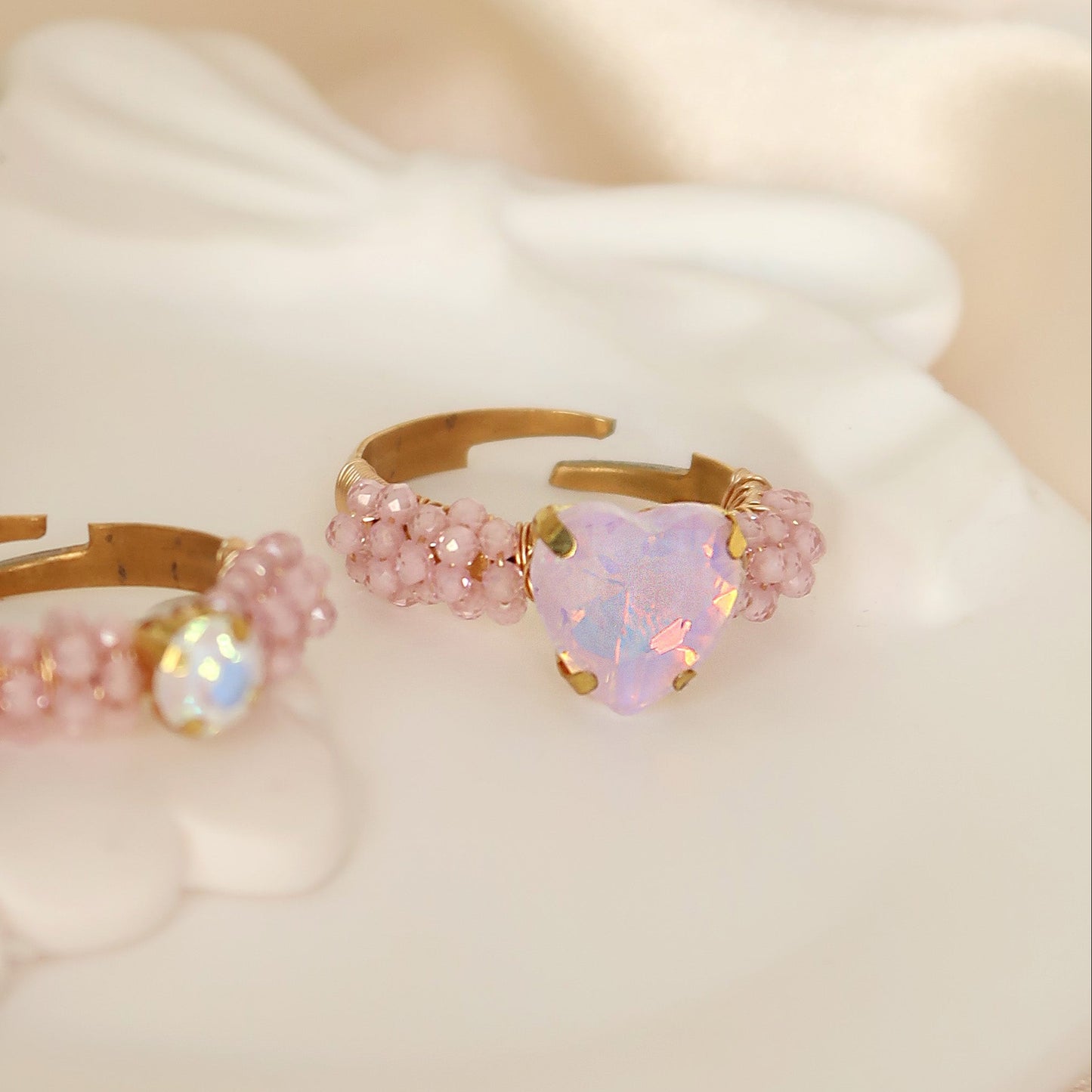 Pink Swarovski Hearth crystal Ring