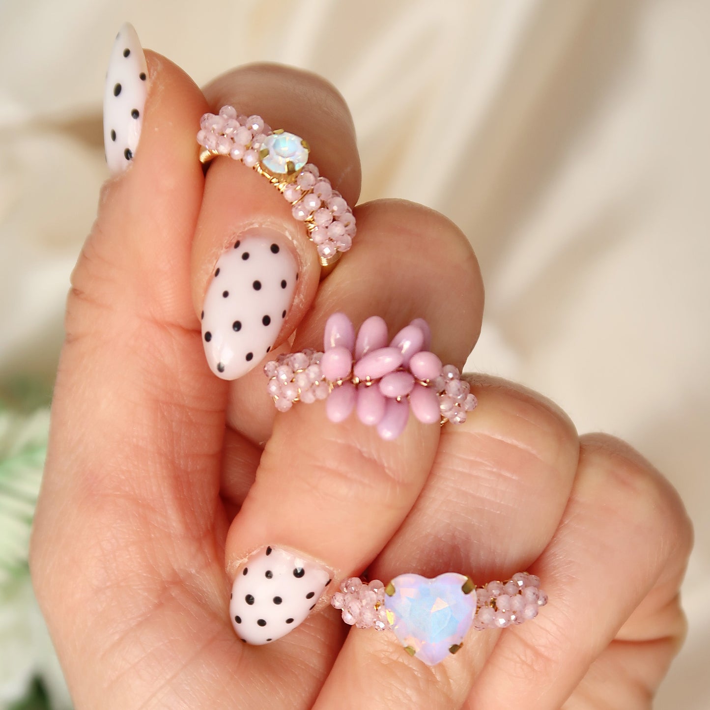 Pink Swarovski white stone Ring