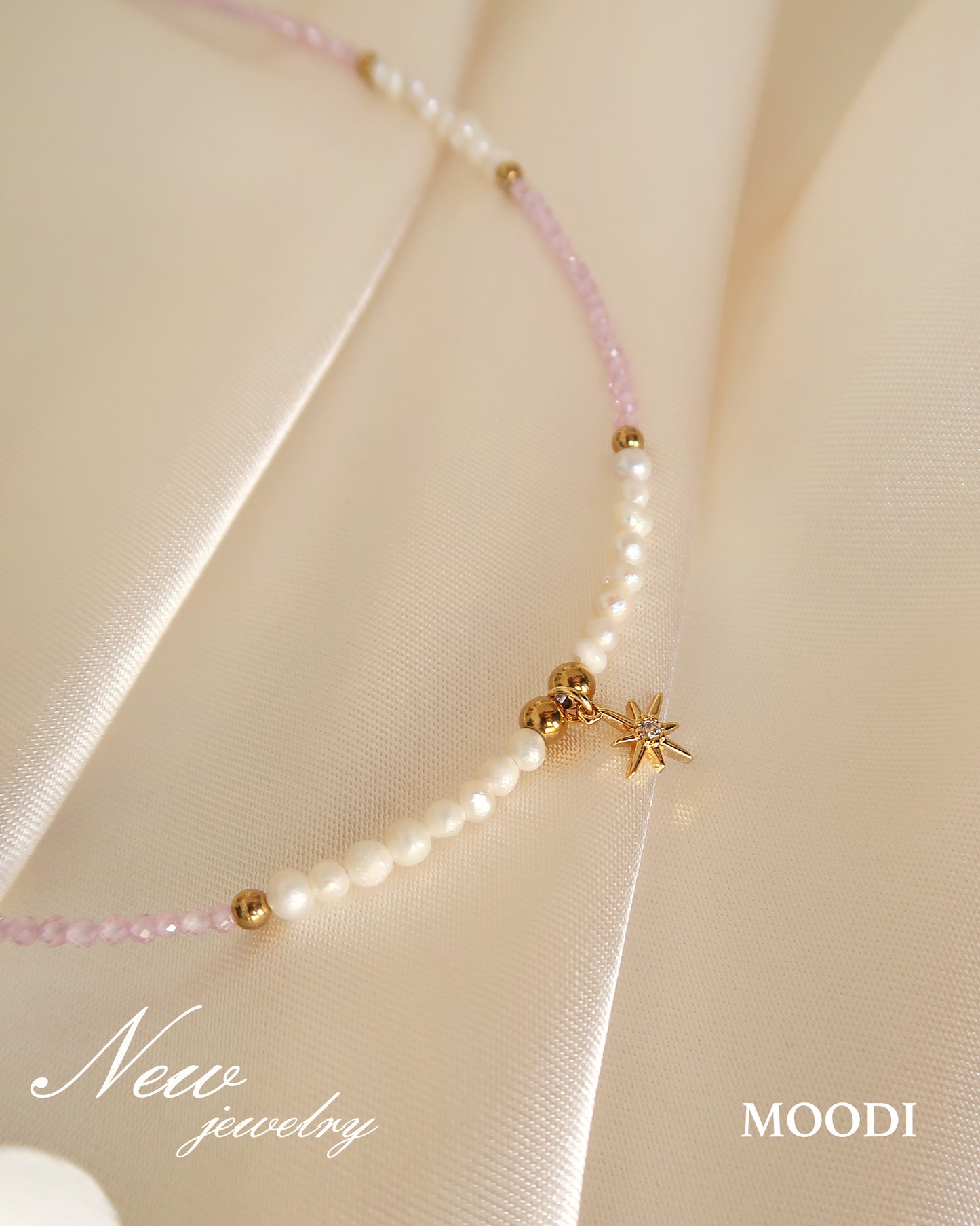 Колие "Soft star" перли и камъни swarovski